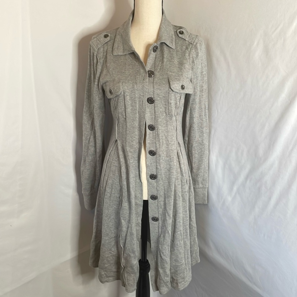 Free people long gray cardigan size medium button up style